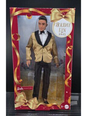 Holiday Ken Doll 2025 Barbie Signature Collection Gold Tux Black Pants New